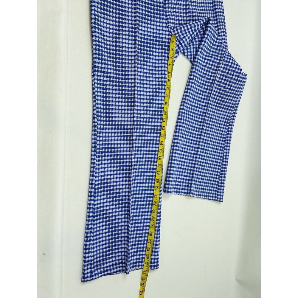 Vtg 70s Houndstooth Plaid Knit High Rise Wide Leg… - image 5